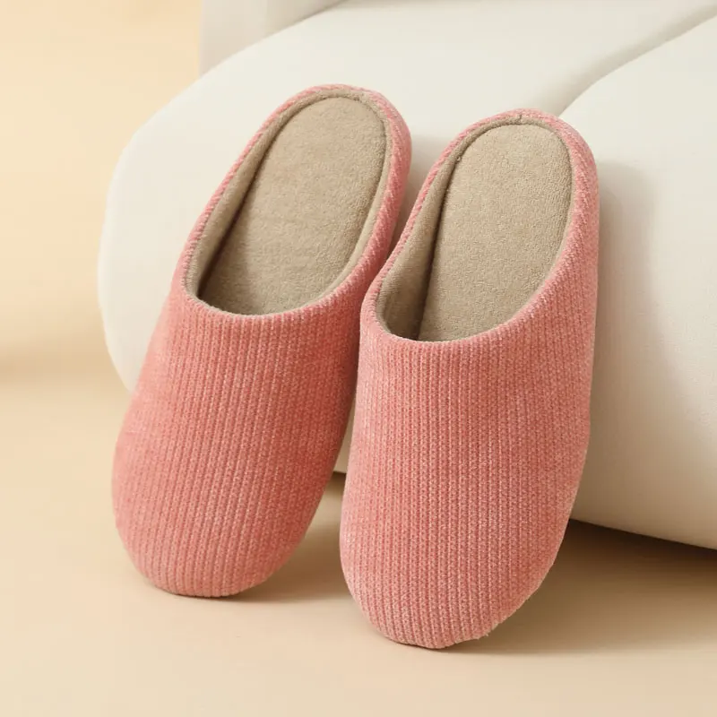 Women's Winter Solid Color House Slippers Cozy Breathable Non-Slip for Indoor Leisure Comfort Shoes Couple