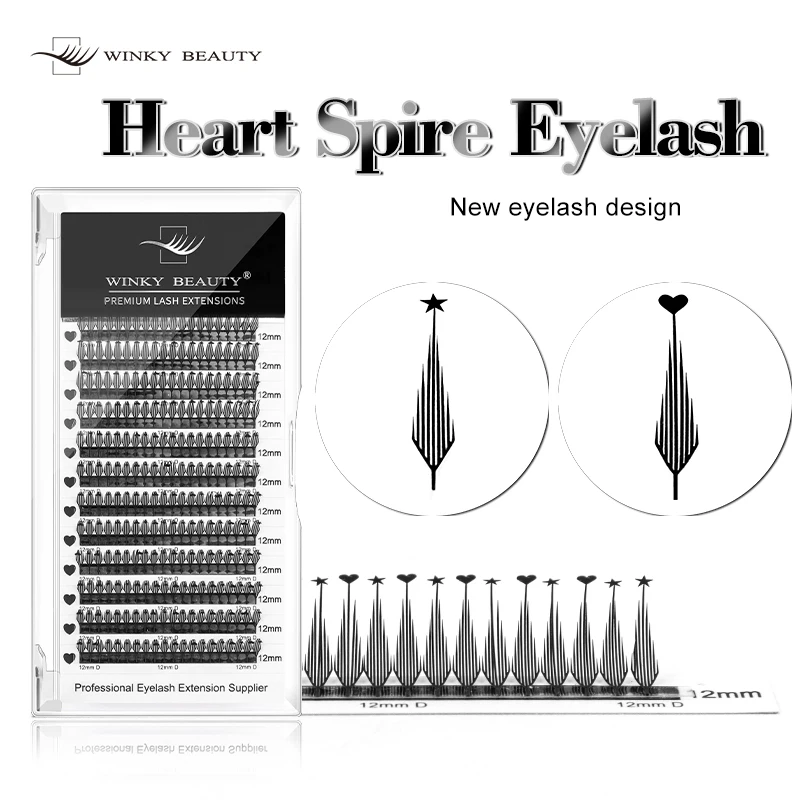 

winky beauty Feather Shape Fox Spire Eyelash Extension Star style and heart style Individual Cashmere Manga False Eyelashes