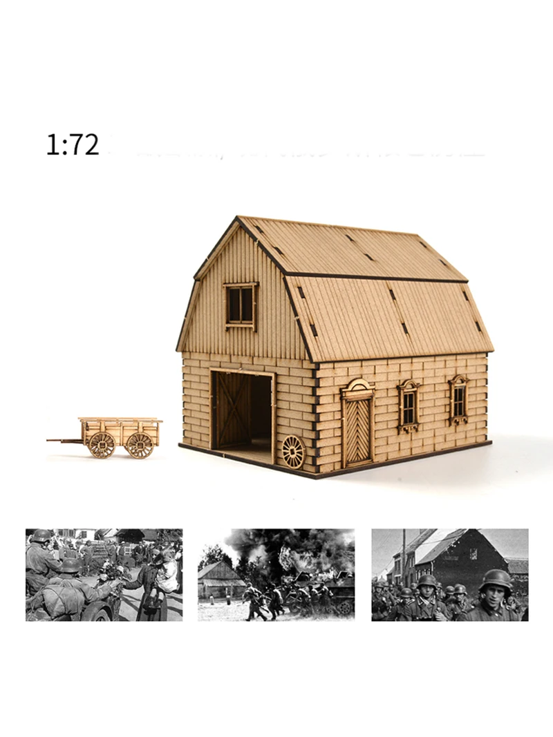 1/72 Wooden Building Model Kits Construction Scene Granary Houses Hobby Making Scene Accessories  Tools Diorama Kit