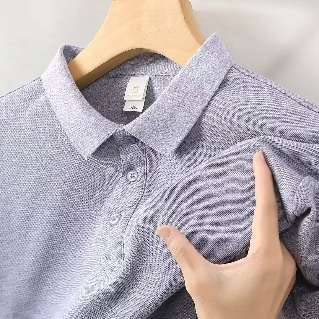 Summer Polo Shirts Men S-4xl Quick Dry Short Sleeve T-Shirt Elasticity Breathable Cool Ice Silk Polo Shirt Male Purple 18 Colors