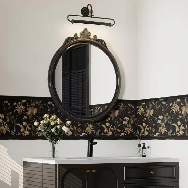 Bathroom mirror carved makeup mirror American retro smart led bathroom vanity mirror High Quality