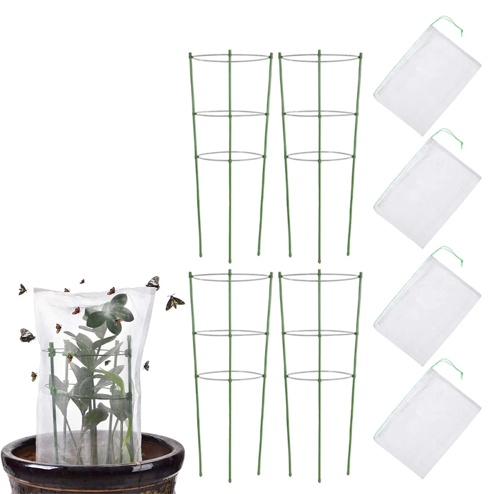 

4 комплекта защитных сеток для растений 45 см с регулируемым шнурком, садовые принадлежности, защитные чехлы для растений