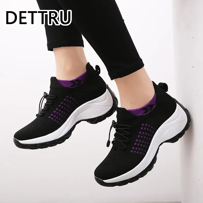 Women\'s Walking Shoes Fashion Sock Sneakers Breathe Comfortable Nursing Shoes Casual Platform Loafers Non-Slip