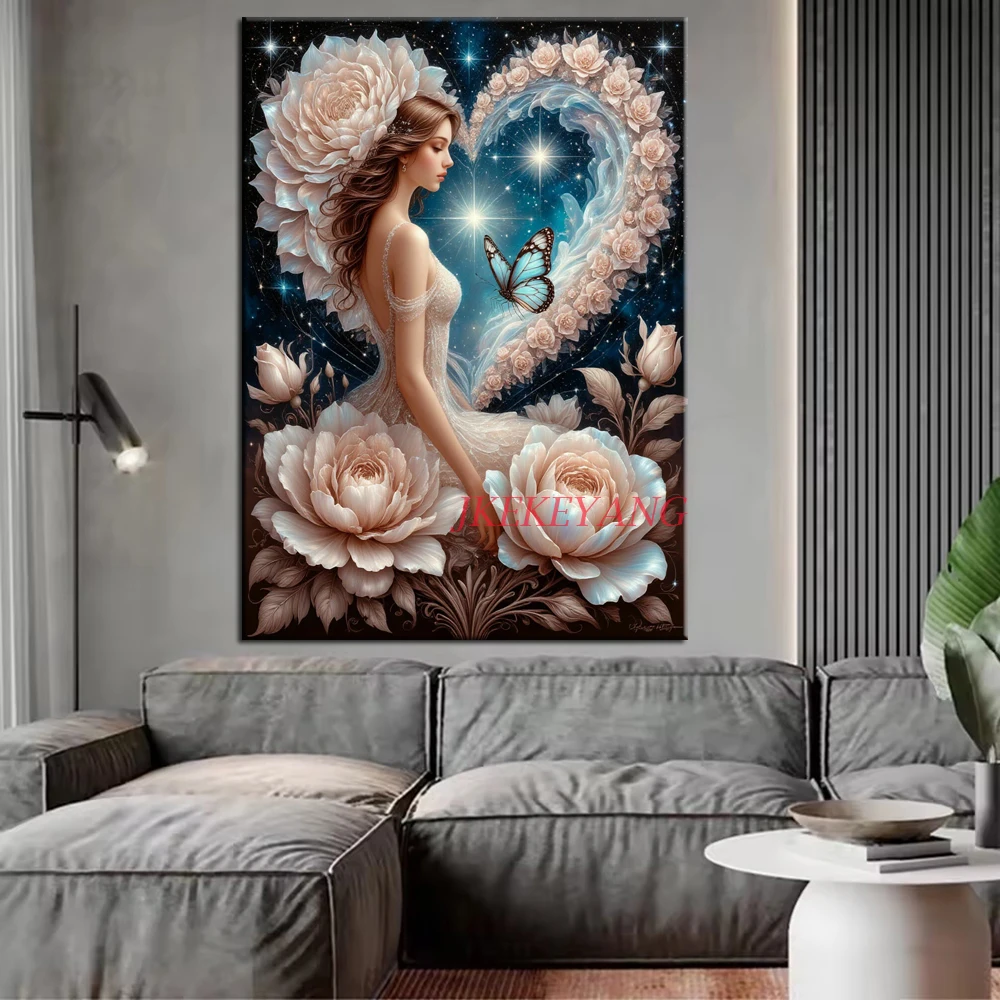 5D Diy الماس التطريز فراشة جميلة وزهرة صورة ألواح تلوين حرفية لامعة غرزة التطريز ديكور المنزل