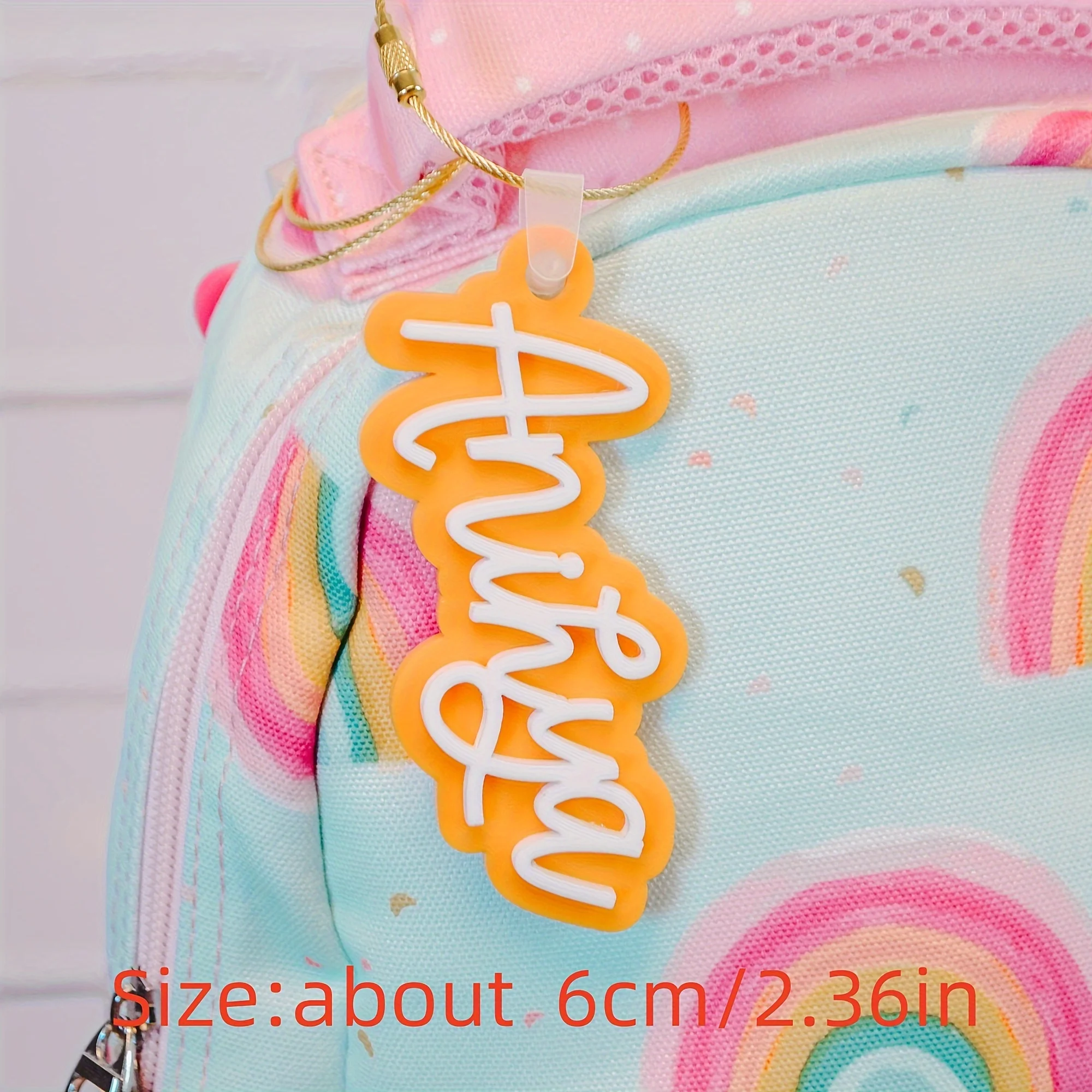 Custom acrylic name keychain - Personalized English letter tags with golden wire rings, the perfect choice for a rainbow-colored