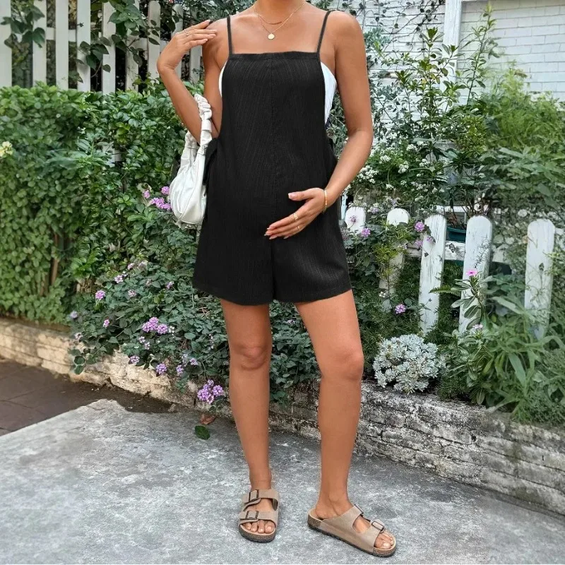 

Dress for Pregnant Women Maternity Clothes Women's Dresses Solid Color Strappy Pregnancy Dress Summer One-piece Shorts Clothing