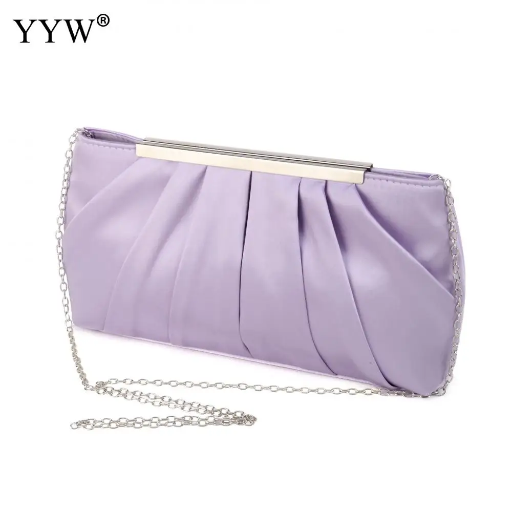 2023 New Women Banquet Handbags Elegant Purple Chain Pleated Evening Bags Wedding Purse Party Clutch Shoulder Crossbody Tote