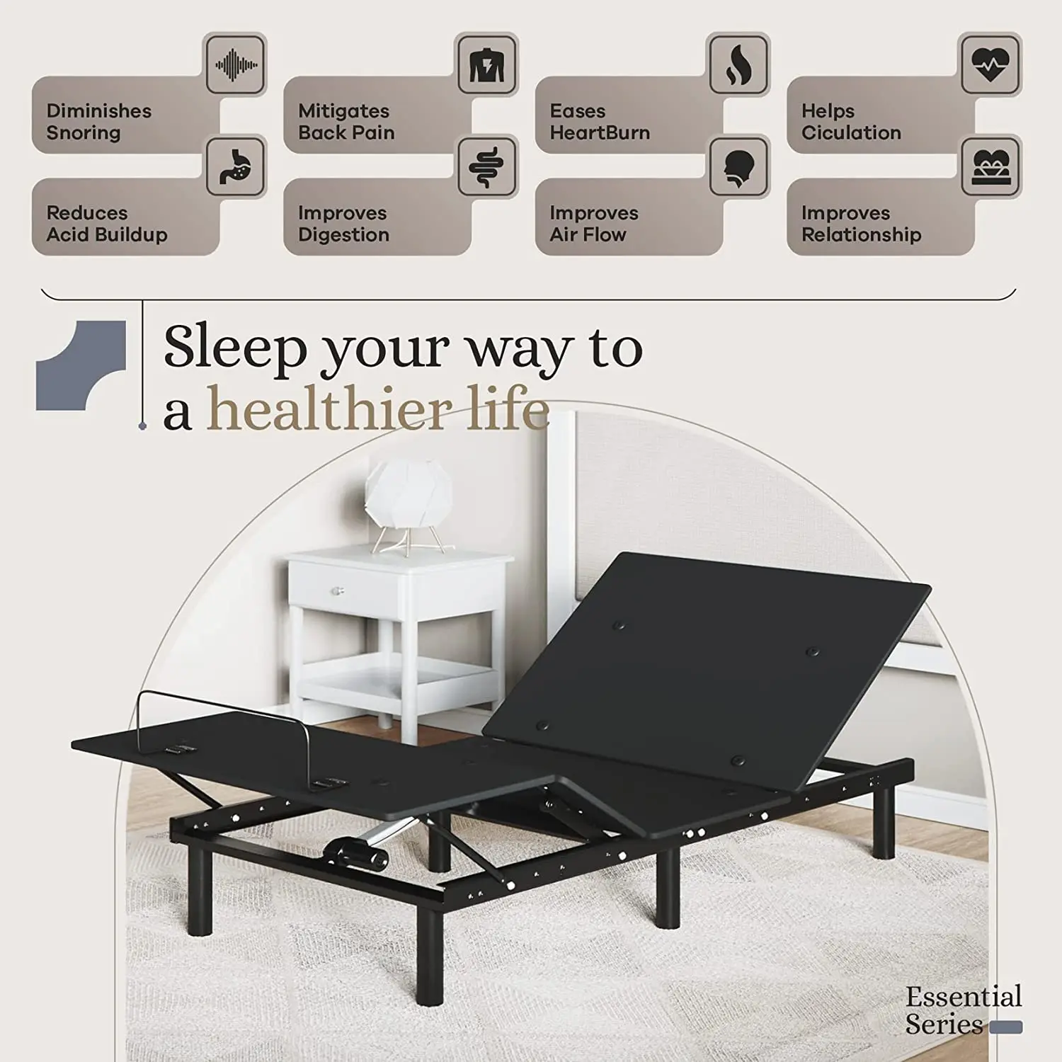 Wholesales High Quality Modern Upholstered King Queen Adult Electric Adjustable Bed Framepromote sales