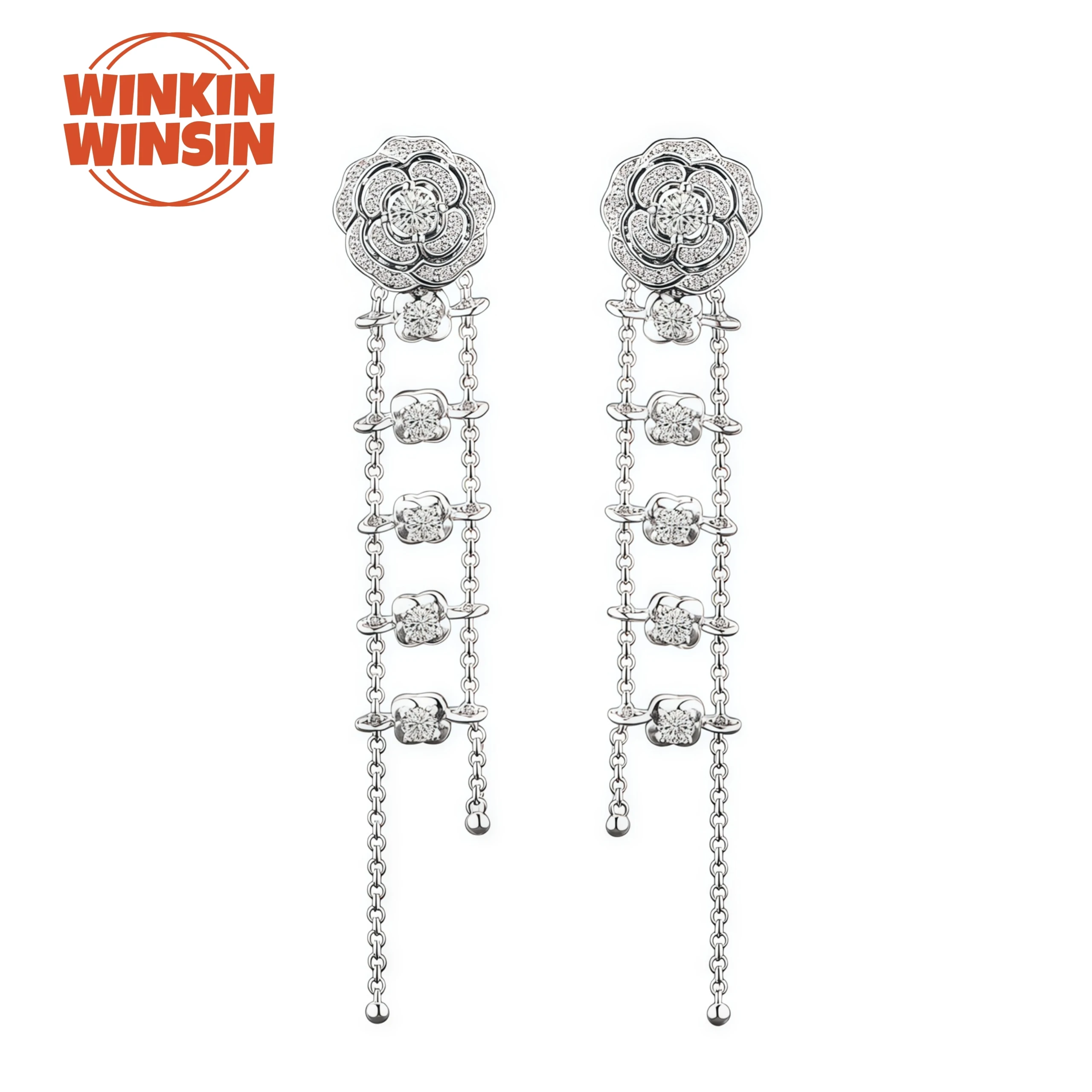 

Winkin Winsin New Products Tassel Stud Drop Earrings s925 Women Dual Use Earrings With Detachable Flower Earrings Jewelry