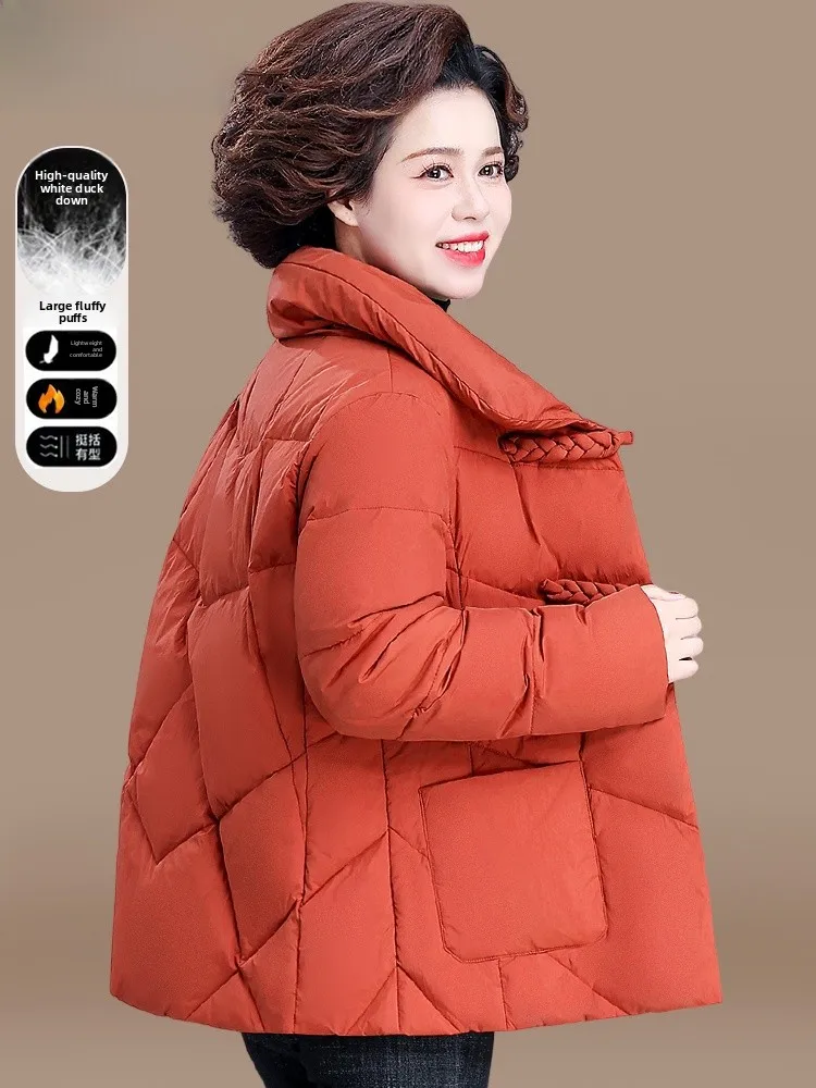 

Young Mom Winter Faion ort Thiened down Jaet New Chinese Sle Cotton Coat Middle-Aged Women's Winter Coat Fem