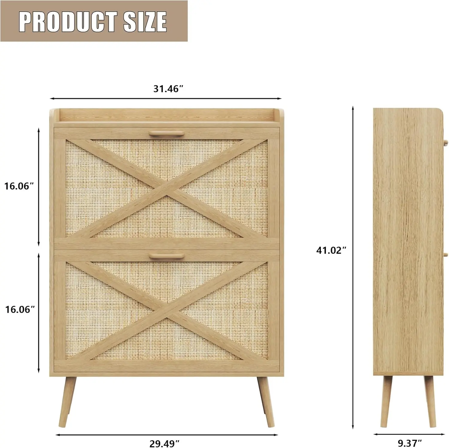 

Shoe Cabinet with 2 Flip Drawers, Farmhouse Hidden Shoe Storage Cabinet for Entryway, Slim Freestanding Shoe Rack Cabinet