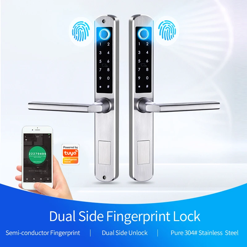 Dual sides WiFi TTLock APP Remote Unlock Smart Slide Door Digital Lock Code Fingerprint Electric Sliding Glass Wooden Door Lock