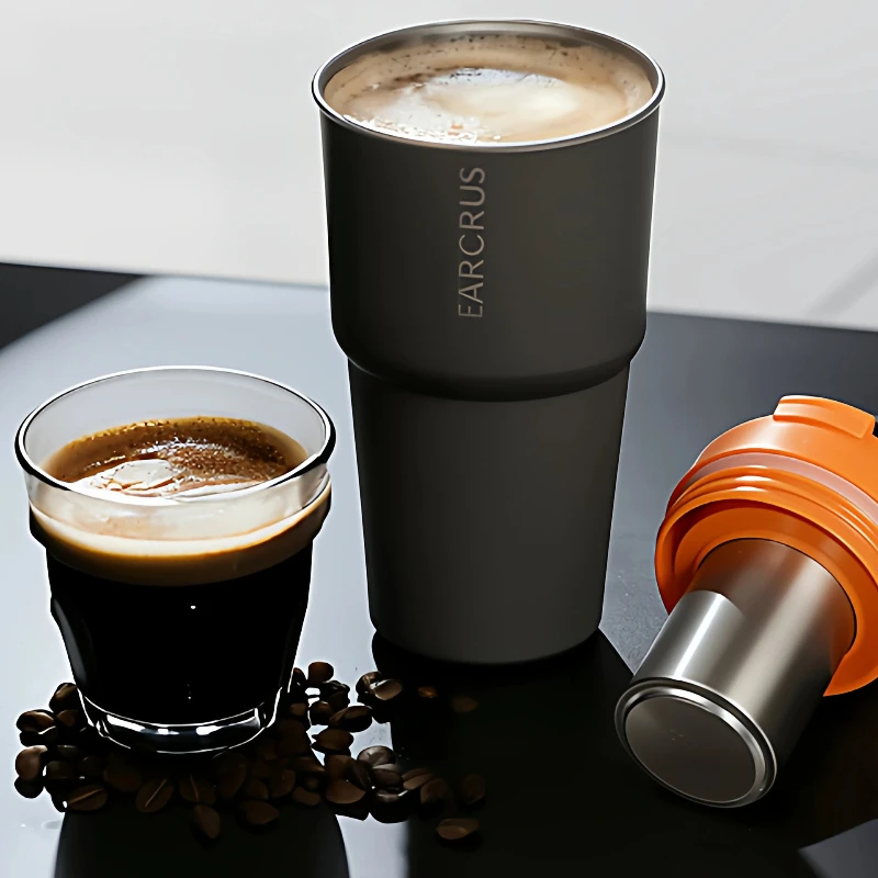 

Portable Electric Espresso Coffee Maker with Thermal Cup Fast Charge Detachable Easy Use Multi Function