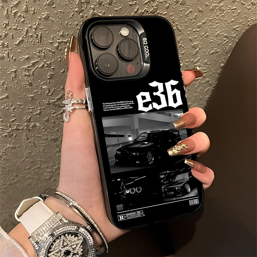 Car of B-BM-WES 7 E38 36 Phone Case For iPhone 16,15,14,13,12,11,Pro,Max,Plus,Mini,XS,SE Anti Fall Black Matte Hard Bumper - Image 3