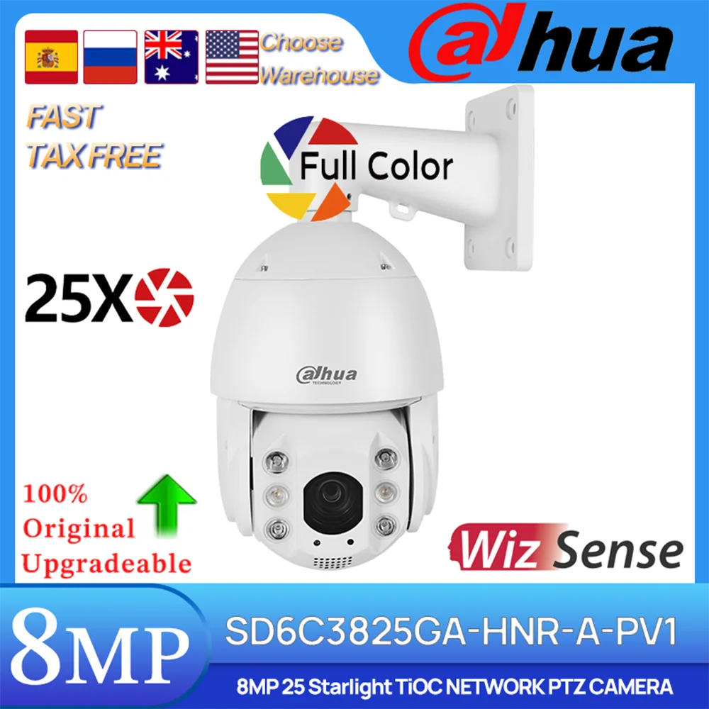 Dahua Original SD6C3825GA-HNR-A-PV1 8MP 25X Optical Zoom Starlight TiOC NETWORK PTZ CAMERA Auto-Tracking Face Detection SMD4.0