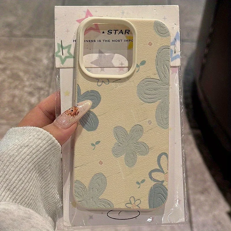 Light Blue Floral Pattern Phone Case for Samsung Galaxy S26 S25 S24 S23 S22 S21 S20 Plus Ultra A73 A72 A52 A32 A25 A15 Cover
