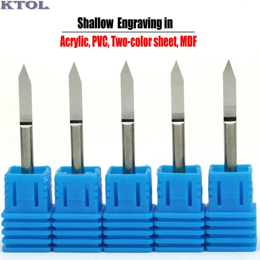 Cortador de fresado en forma de V, herramienta de tallado CNC de 3.175/4/6mm, broca de enrutador de grabado para máquina de acrílico de madera, Micro Molino de carburo de tungsteno
