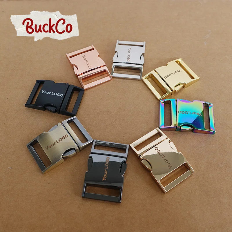 

100pcs/lotEngraved Metal side release curved buckle durable plated buckle 10mm,15mm, 20mm, 25mm, 30mm dog collar DIY accessories