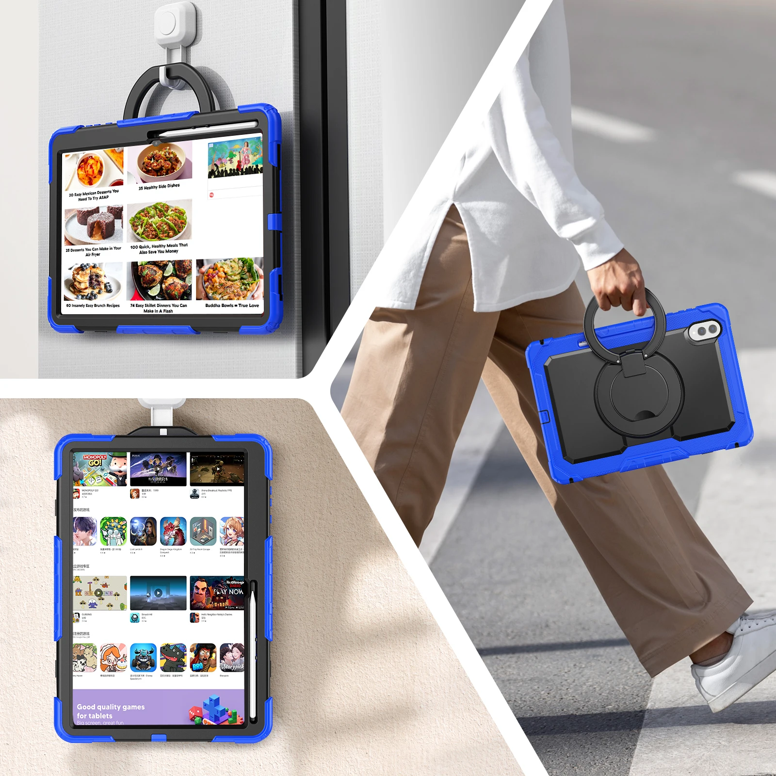 

Rotating Stand Case For Samsung Galaxy Tab S11 Ultra 2025 14.6" SM-X930 X930N X936B X936N Handle Grip Cover With Shoulder Strap