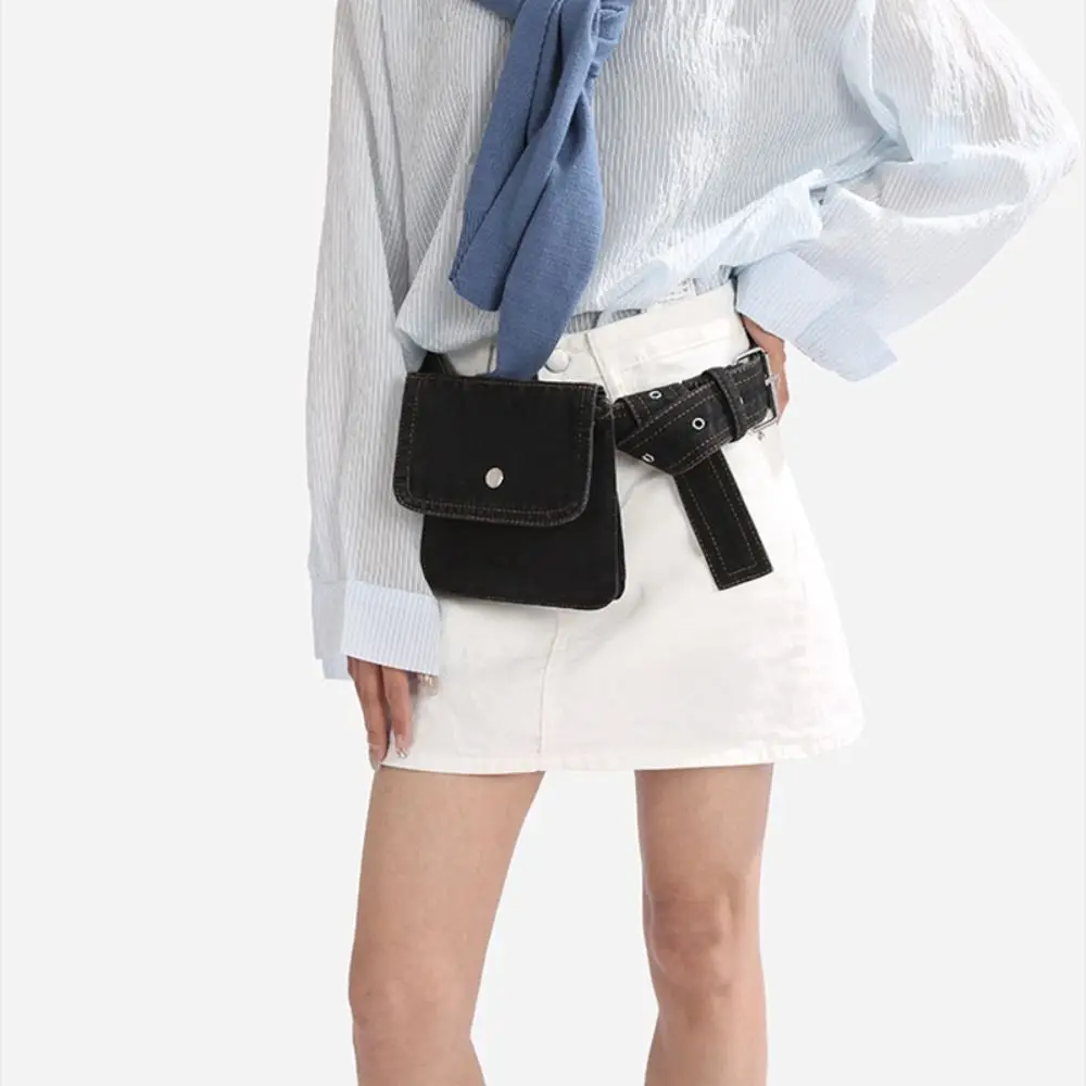 

Multifunctional Denim Belt Waist Bag Korean Style Portable Cowboy Chest Bag Pouch Lightweight Denim Crossbody Bag Cummerbund