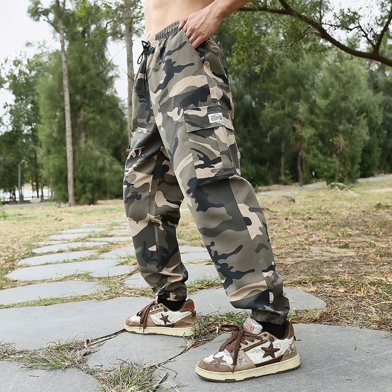 

Spring Autumn Men's Tactical Camouflage Overalls High-Quality Sweatpants Multi-Pocket Trousers Sports Training Casual Work Pants