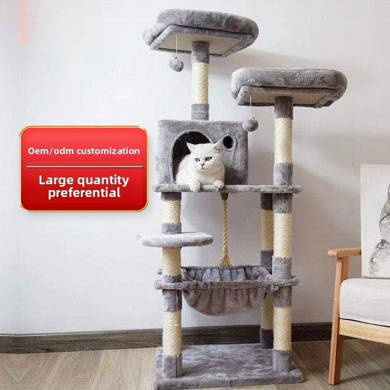 

Cat Climbing Frame Big Integrated Pet Supplies Sisal Column Jumping Platform Tree Когтеточка Для Кошек