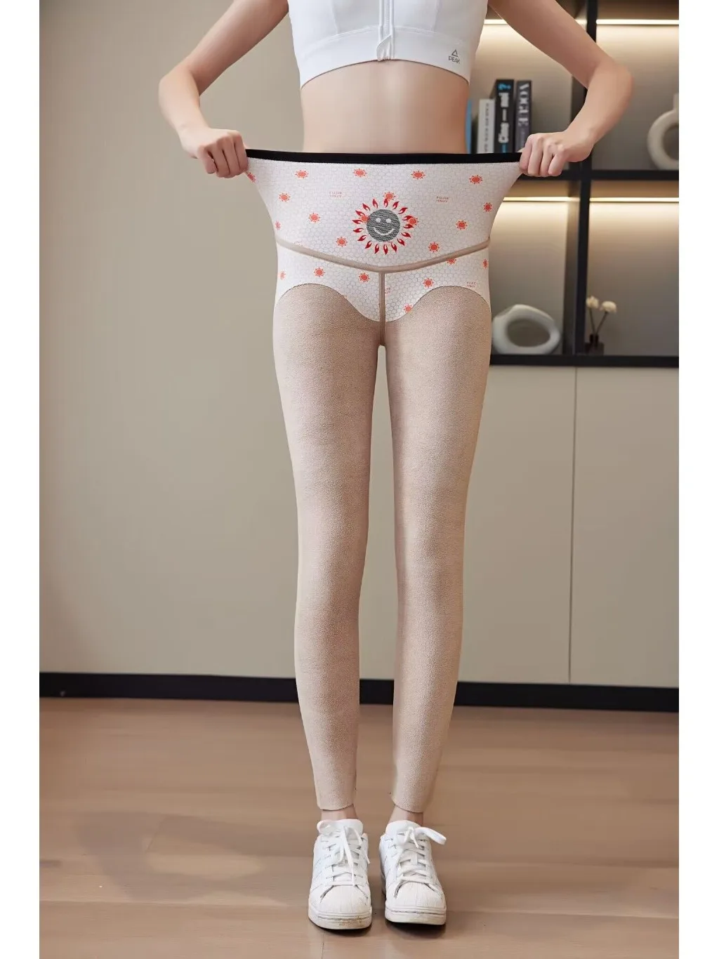 plus Size Thiened Fce Warm Pants High Waist Slim Fit Bootcut Trousers Women's Outerwear Nine Points Small Foot Pants