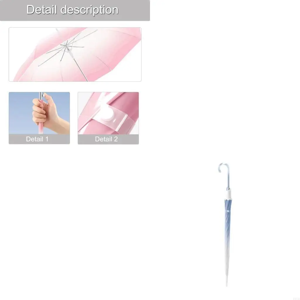 

PVC Fiber Umbrella with Auto Open Mechanism Comfortable Curved Hook Handle Rain Umbrellas for Daily Commutes B95B