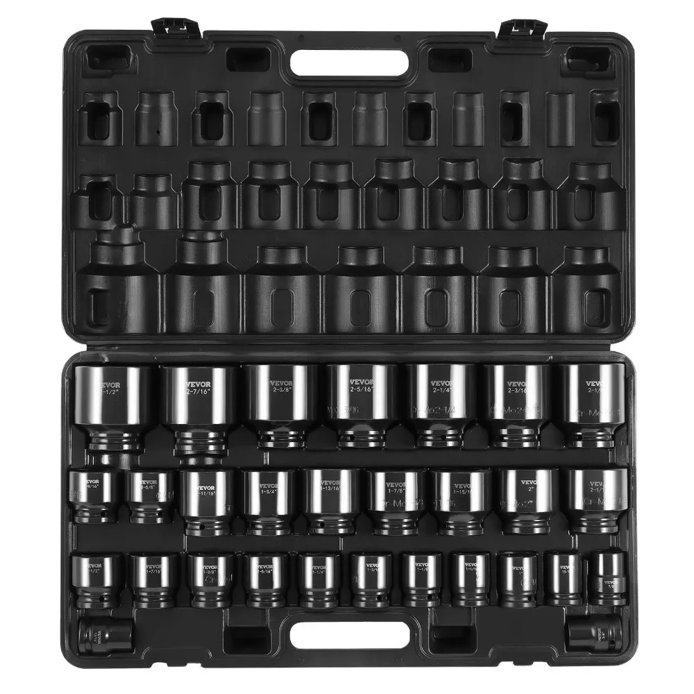 Impact Socket Set 3/4 Inches 29 Piece Impact Sockets,6-Point Sockets,3/4 Inches Drive Socket Set Impact SAE 3/4 Inch- 2-1/2 Inch