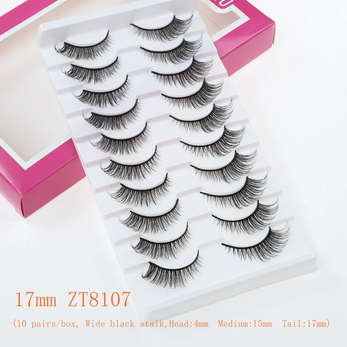 Sztuczne rzęsy Xuanfeiwu, wydłużające rzęsy, idealne na imprezę lub świąteczny makijaż, z krótkim przodem i długim tyłem, o naturalnym i długim wyglądzie, do aplikacji na całej długości rzęs.