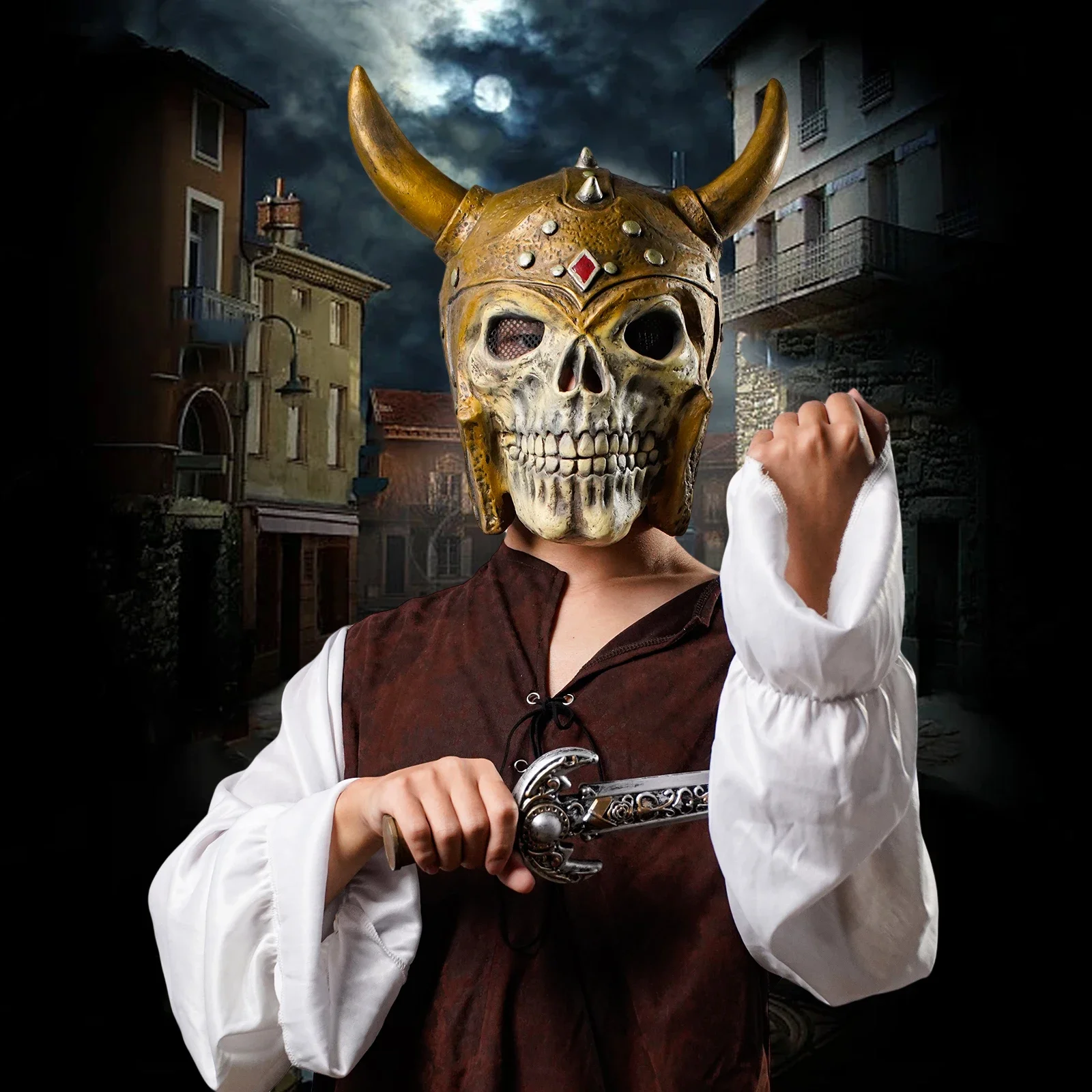 2025halloweenMasque de soldato squelette 1 pezzo, materiale en lattice, thème de la culture pop parfait pour les jeux de rôle