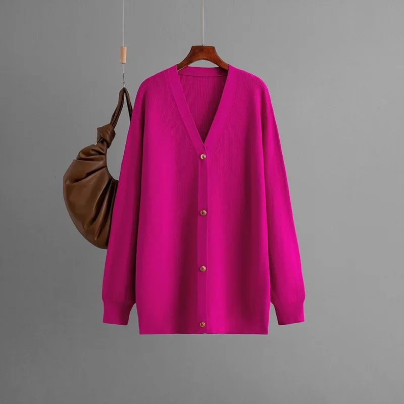 

Осень-зима, женские однобортные однобортные свитера с v-образным вырезом и длинными рукавами, повседневные модные простые вязаные свитера, кардиганы, женская одежда, пальто