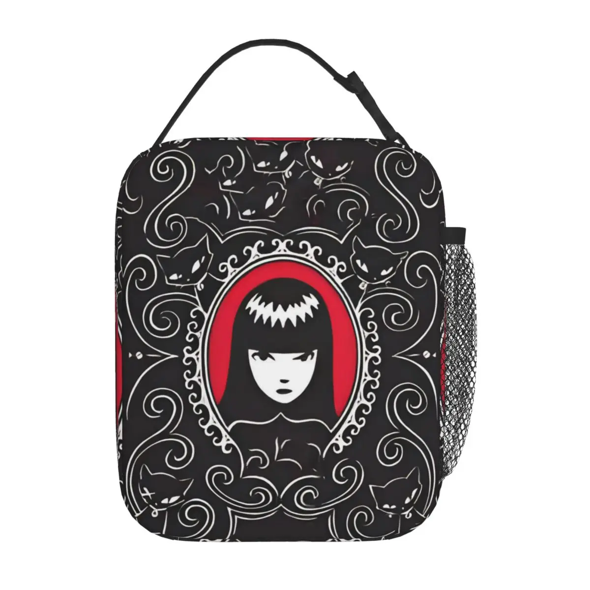 E-Emily The Strange Funny Printing Insulated Lunch Bag Large Cartoon Lunch Container Cooler Bag Lunch Box Tote Food Storage Bags