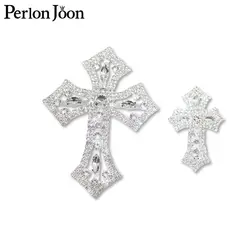 1PCS glittering DIY crystal mini cross rhinestone applique glass patch sewn for wedding bag, shoe decoration YHX077