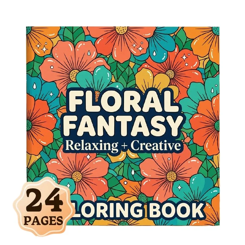 24 Pages Kids Coloring Book Extra Thick Paper DIY Handmade Custom Doodle Drawing Activity Book for Beginners