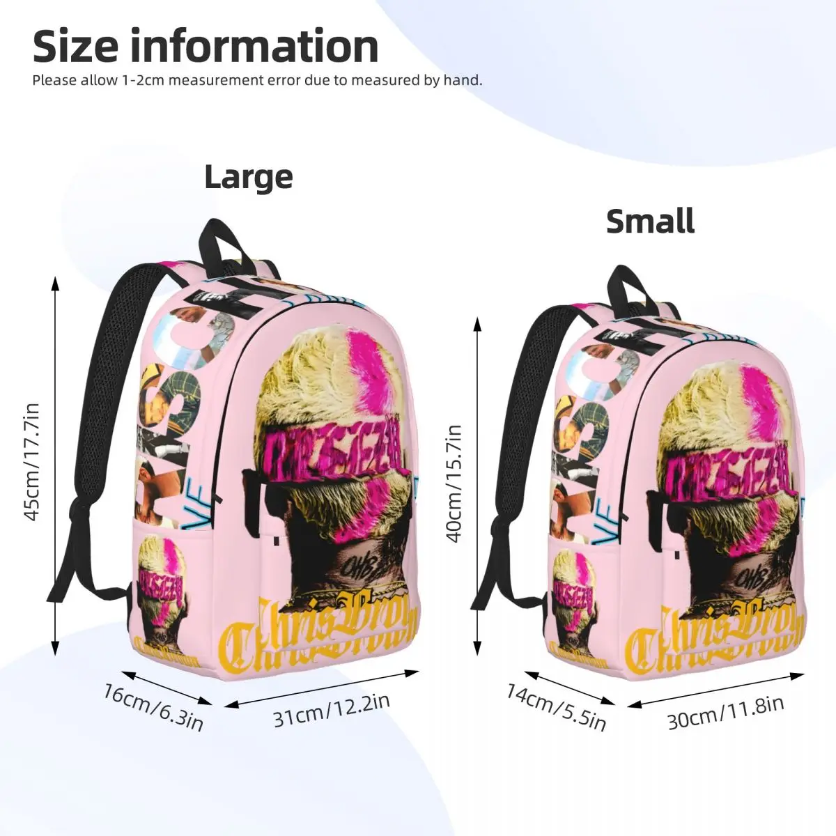 Dual-Use 11 Tour 2024 Storage Bag Office Work School Large Capacity Chris Brown For Women Kindergarten Bag Back To School Gift