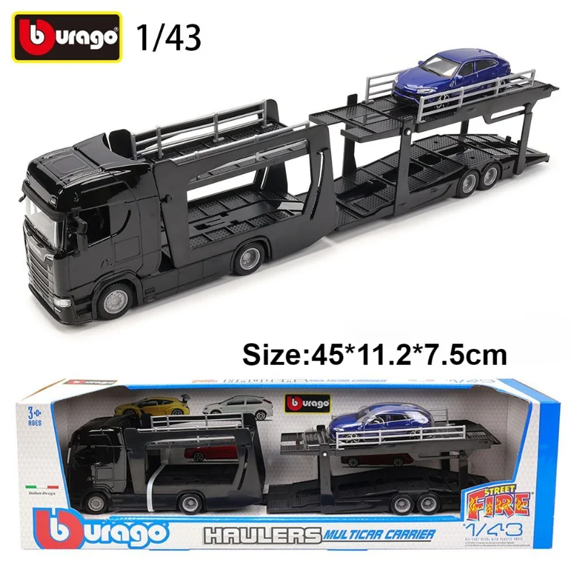 Bburago 1:43 Scania Urus Haulers Multicar Carries Double-decker Alloy Car Model Crafts Decoration Collection Toy Tools Gifts