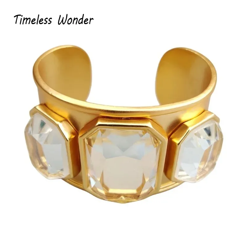 Timeless Wonder Retro Geo Crystal Cut Cuff Bangles for Women Designer Jewelry Punk Goth Runway Luxury Top Party Rare Top 4526