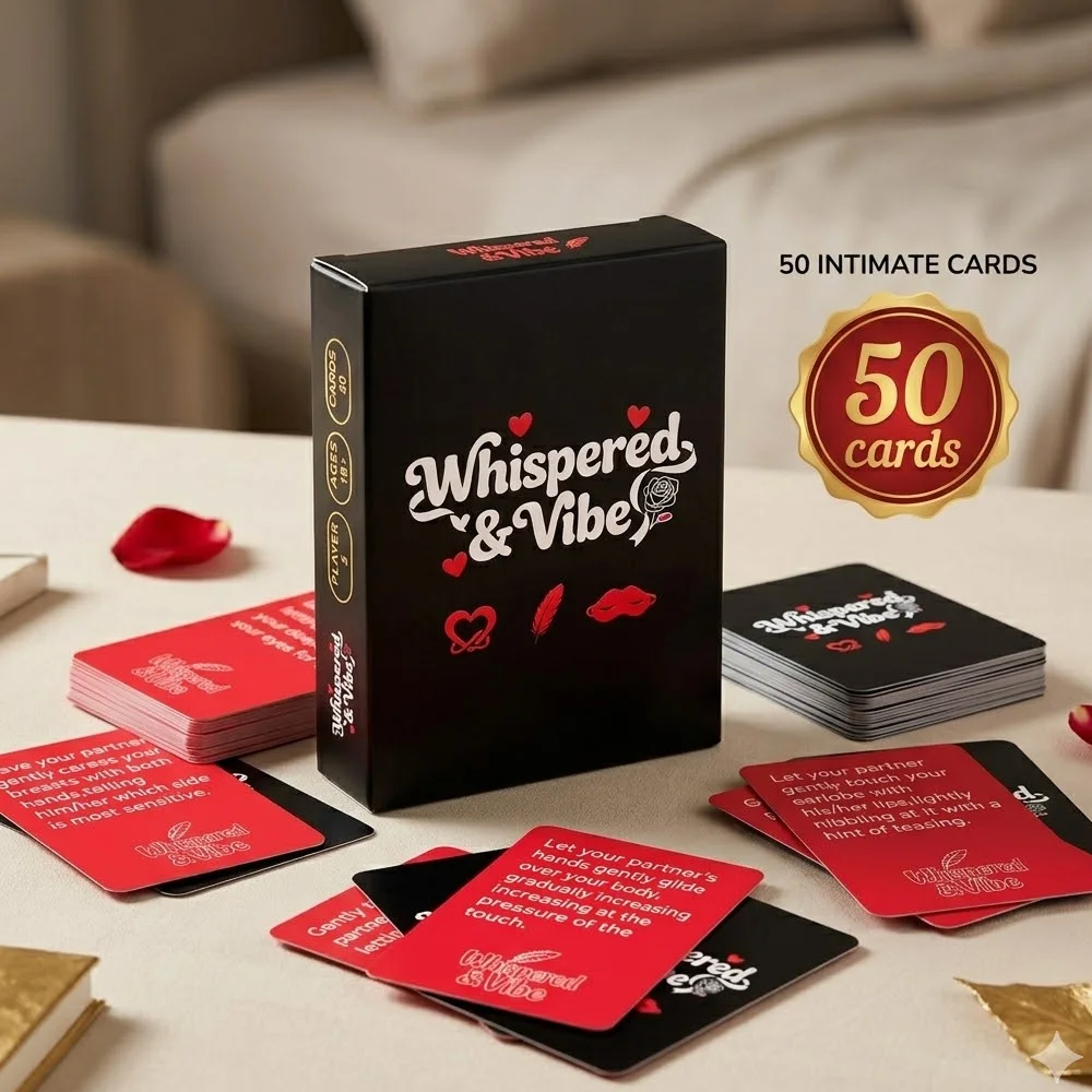 “Whispered & Vibe” Couple's Intimacy Card Game—50 Flirty Challenges and Romantic Tips, the Perfect Anniversary Gift for Couples