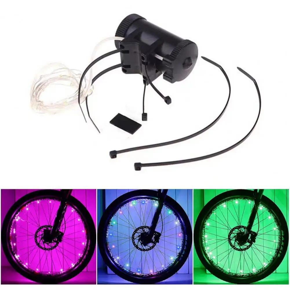 1 Set Bike Wheel Lights Eye-catching 16 Colors LED Safety Warning Bicycle Strip Light Trendy Bicycle Rim Lights Accessories