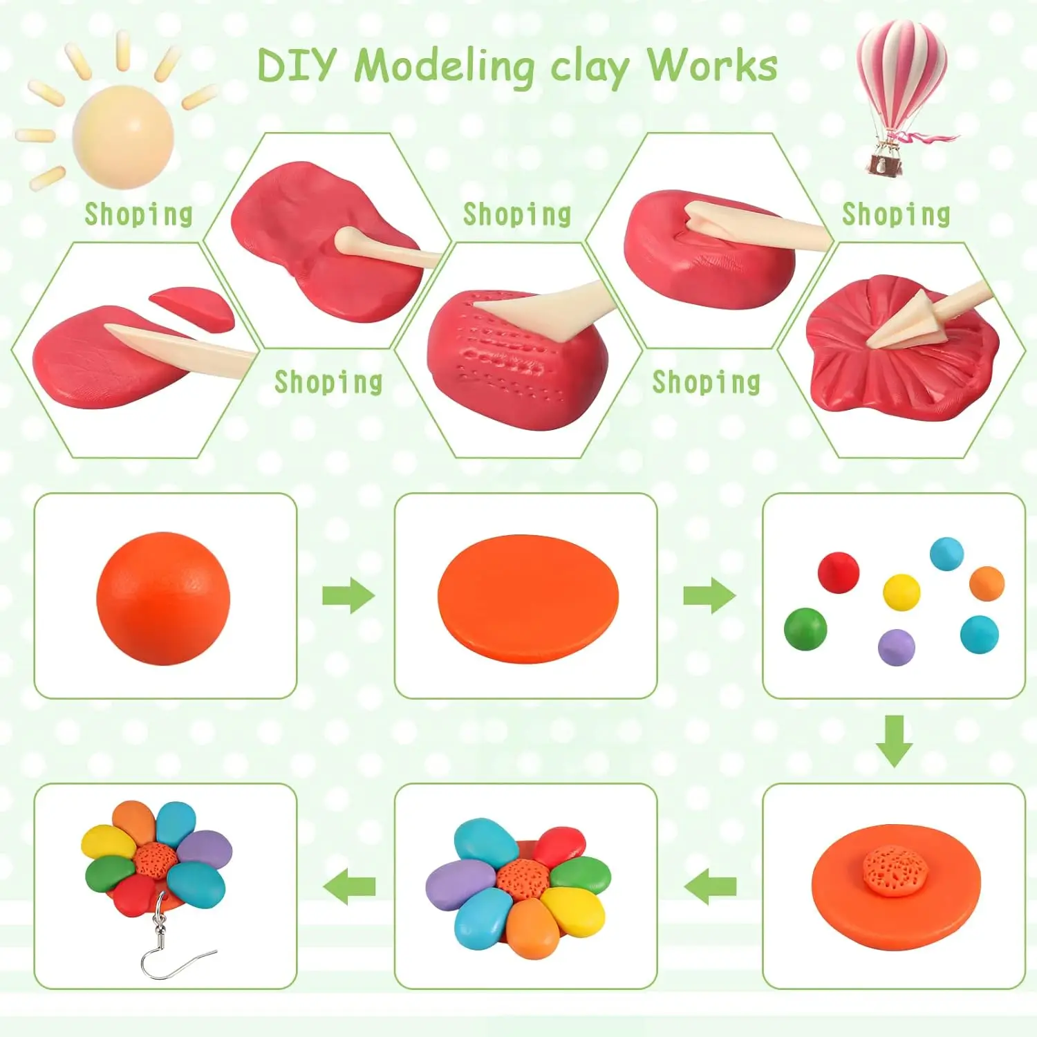 24 Color Polymer Clay Earring Making Kit For Arts And Crafts Gifts, DIY Earring Jewelry Craft Making Set For Girls And Adults