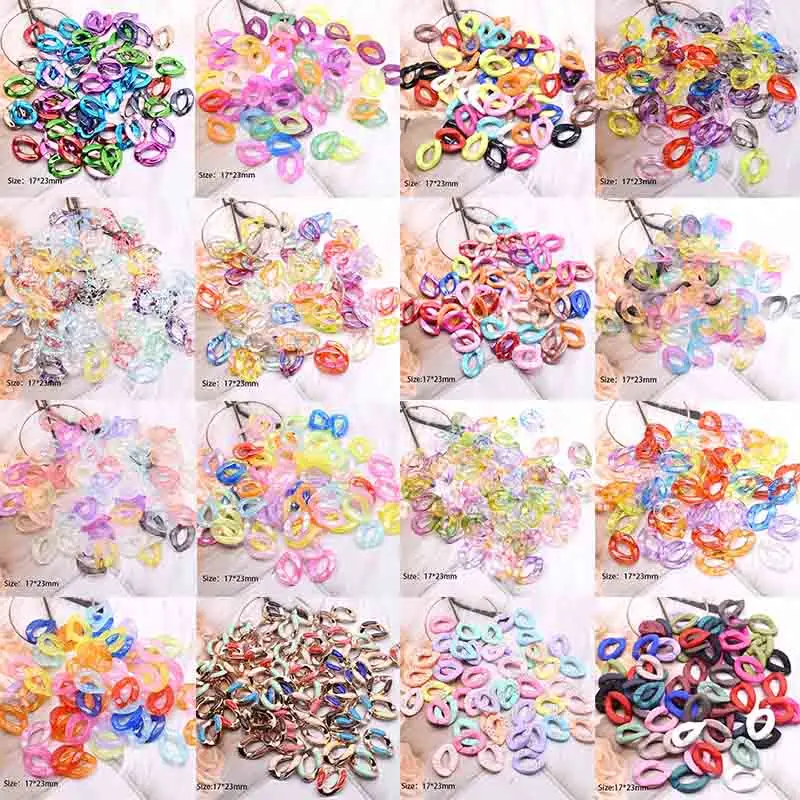 17*23mm Acrylic Hand Paint Mixed Colorful Twisted Assembled Part Beads DIY Detachable Replacement Necklace Bracklect Accessories