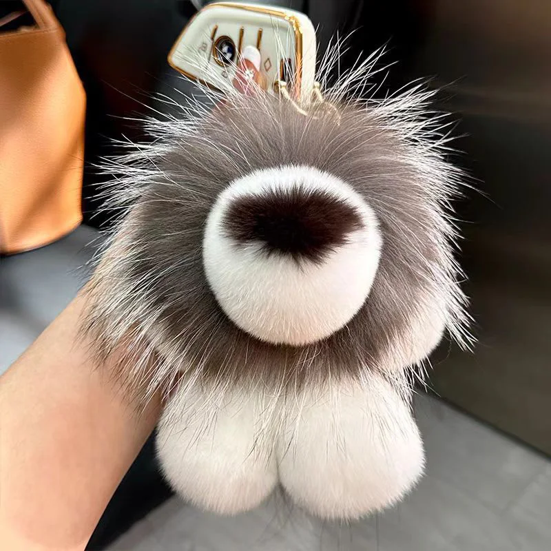 سلسلة مفاتيح على شكل أسد قطيفة لحقيبة ظهر السيارة، حقيبة ظهر لطيفة من الفرو الصناعي على شكل حيوان، إكسسوار محفظة عصرية، ديكور سيارة جرلي، هدية ناعمة