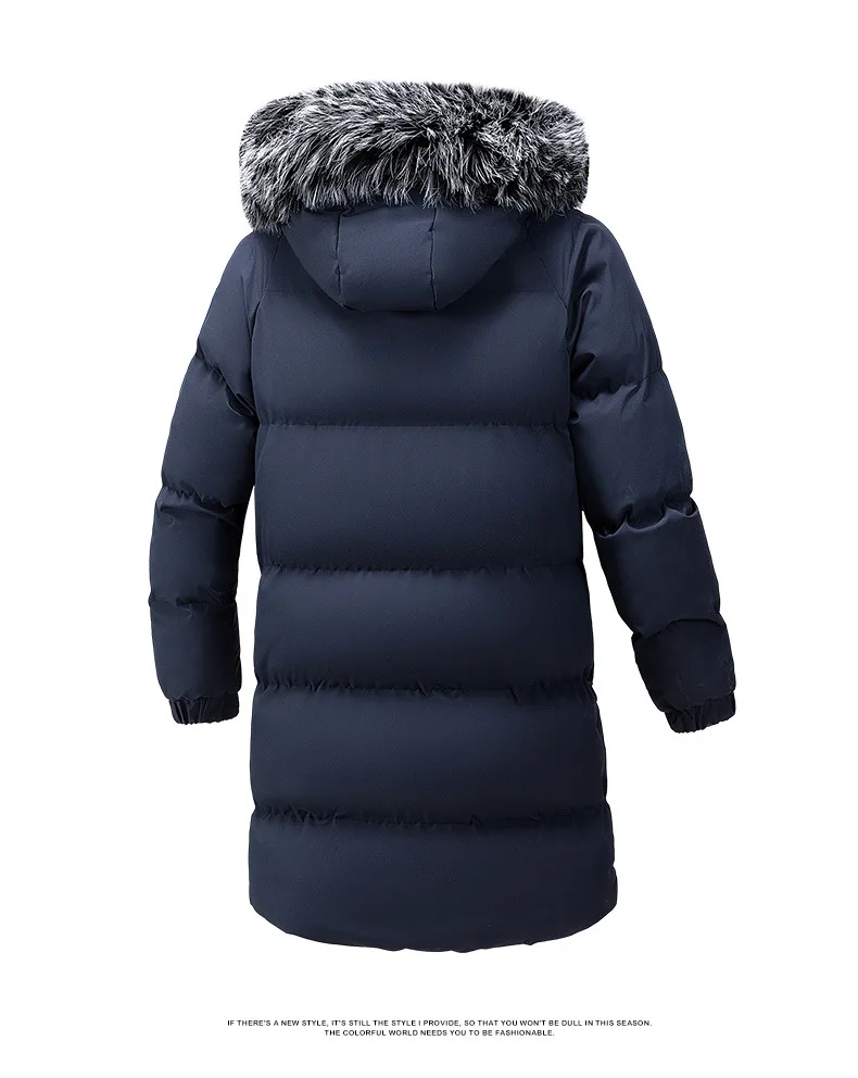 Winter Men's Hooded Jacket Large Fur Collar Thick Warm Cotton Coat Medium-Length Versatile Windproof Fashionable Workwear