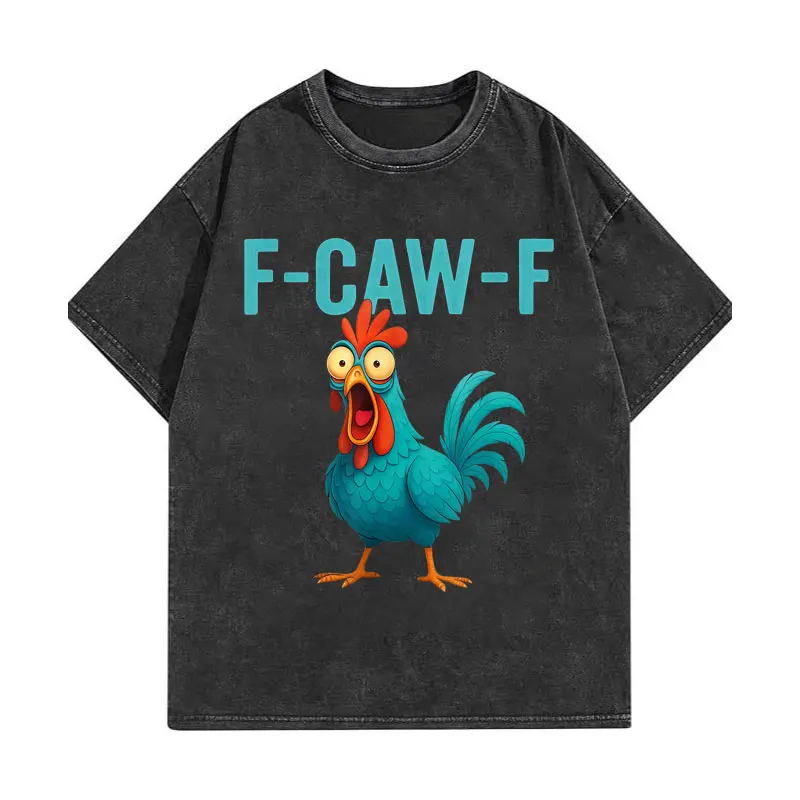 

Vintage Washed F-Caw-F Chicken Funny T Shirts Men Women Clothing Harajuku Cartoon T-shirt Casual Fashion Short Sleeve T-shirts