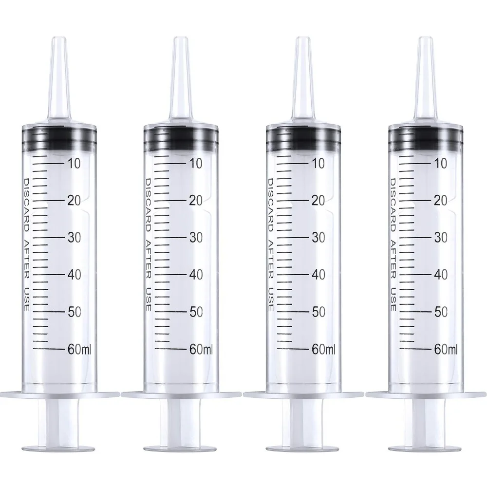 4 Pack 20ml 60ml Large Capacity Syringe Syringes Pump Plastic Syringe Measuring Syringe Tool Multiple Uses Pet Medicine Feeder