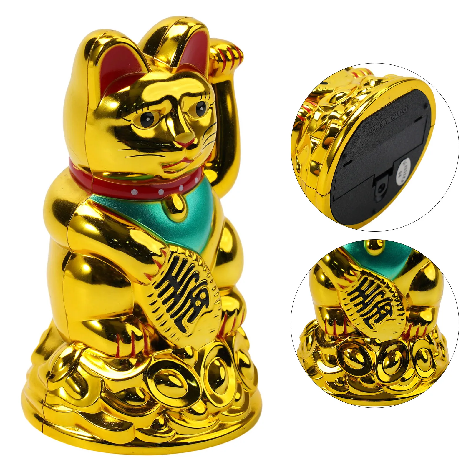 Chinese Lucky Waving Cat Beckoning Maneki Neko, 6 5 Golden Finish, Plastic, Sways Continuously, Suitable for Birthday Gifts