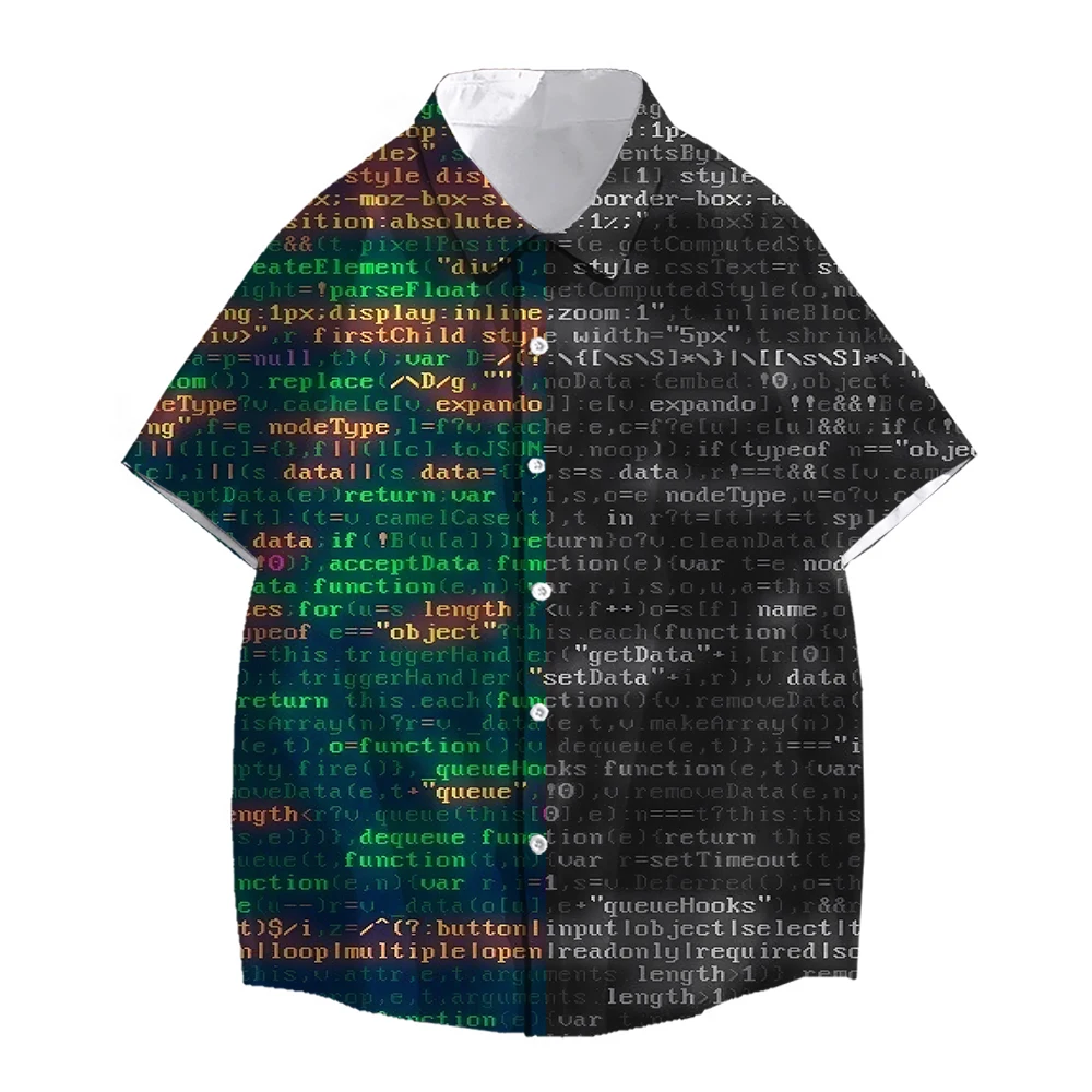 SONSPEE – chemise Harajuku pour hommes et femmes, impression 3D de Code et de données, chemise décontractée à manches courtes, grande taille