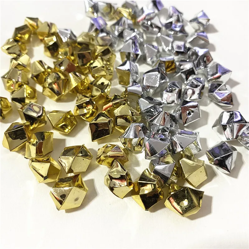 Piezas de juego de ajedrez de piedra Irregular para juegos de mesa, 50 piezas, 14x11mm, peón acrílico dorado y plateado, accesorios de fichas