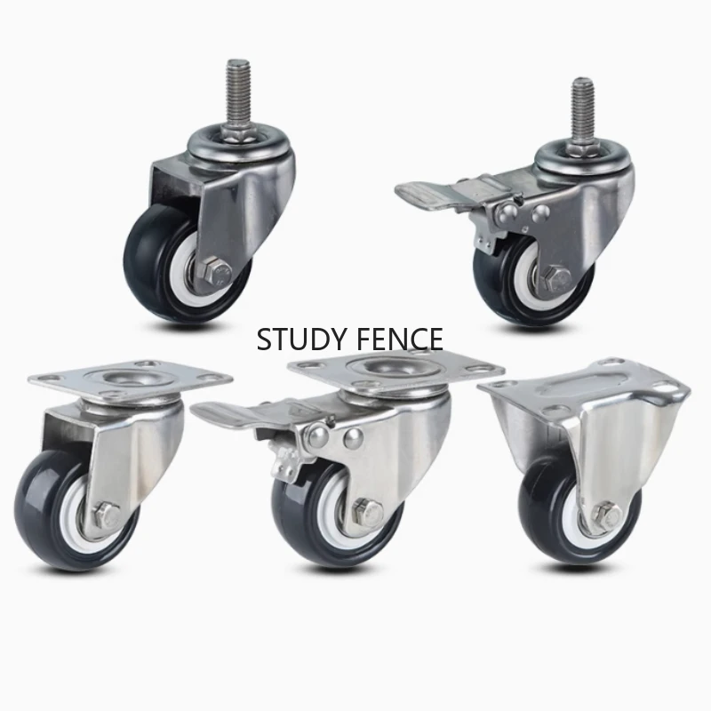 

1 шт., мебельные колеса из нержавеющей стали 304, рама, полиуретановый протектор, бесшумный, без ржавчины для влажной среды, промышленные ролики из полиуретана